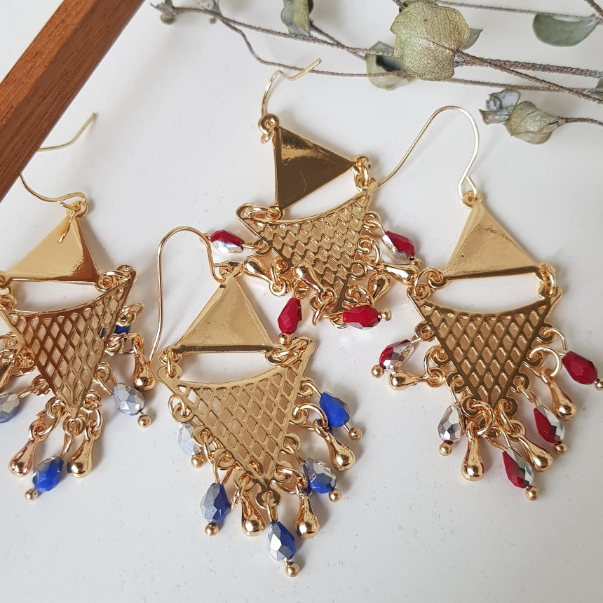 Cheek Gold Crystal Drop Earrings Feminine Style An