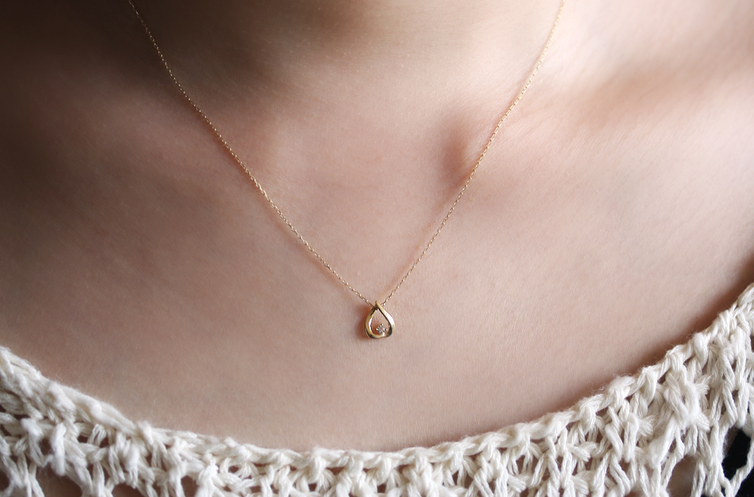 Water Drop Pendant 14k Gold Necklace Girlfriend Gi