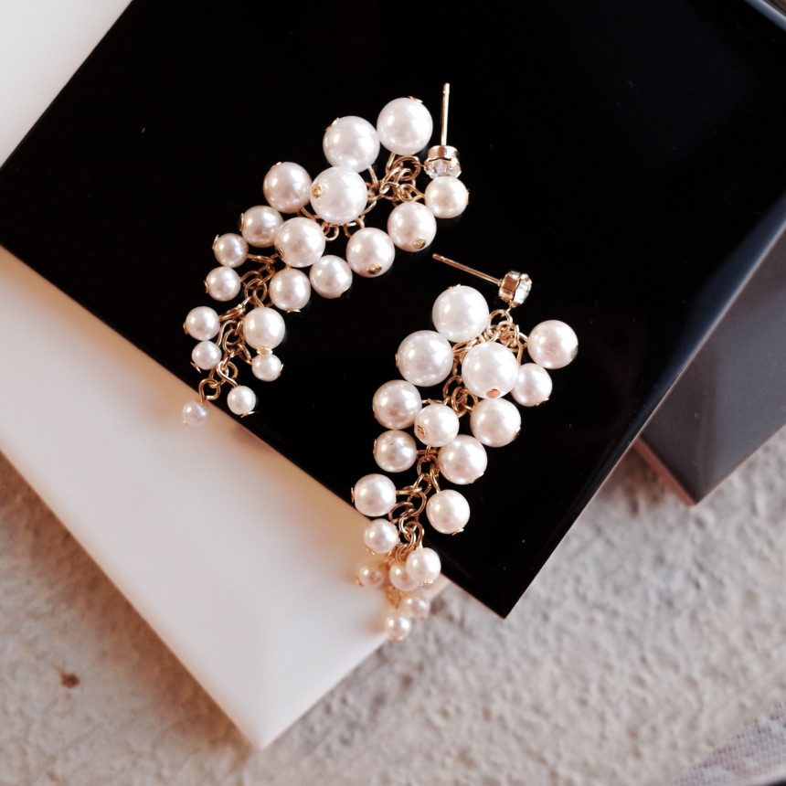 NO.71 Songyongui grape pearl earrings Stylish chic