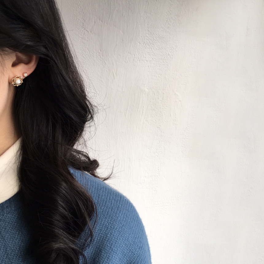 Vintage point earrings set Edging styling antique 