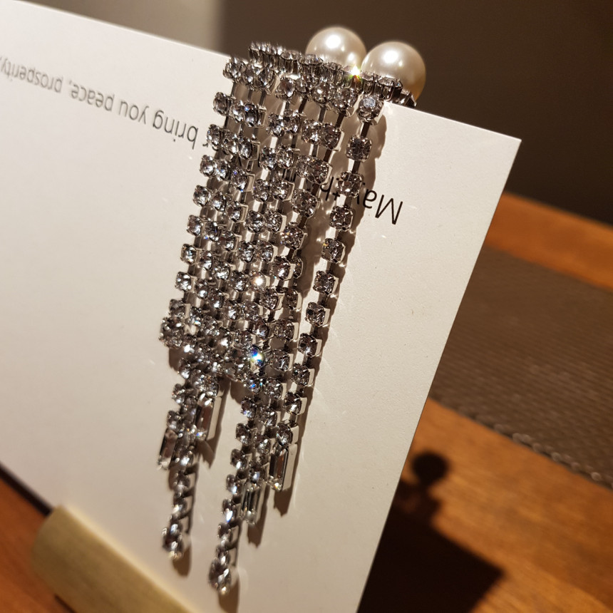 Saved Pearl Cubic Long Two Way Drop Earrings Sikh 