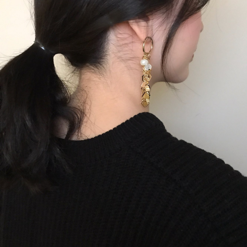 Flip Crystal Long Drop Earrings Feminine Style Unb