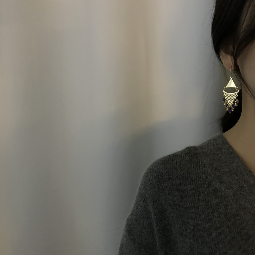 Cheek Gold Crystal Drop Earrings Feminine Style An