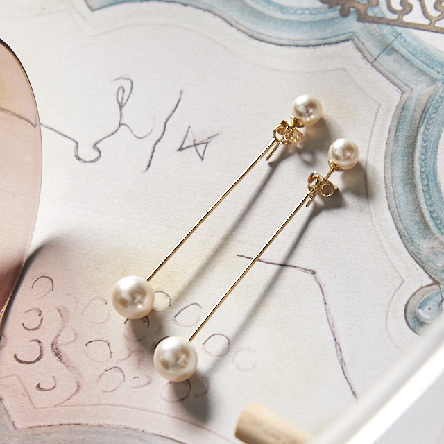 Long pearl clutch drop earrings 2type classic fash