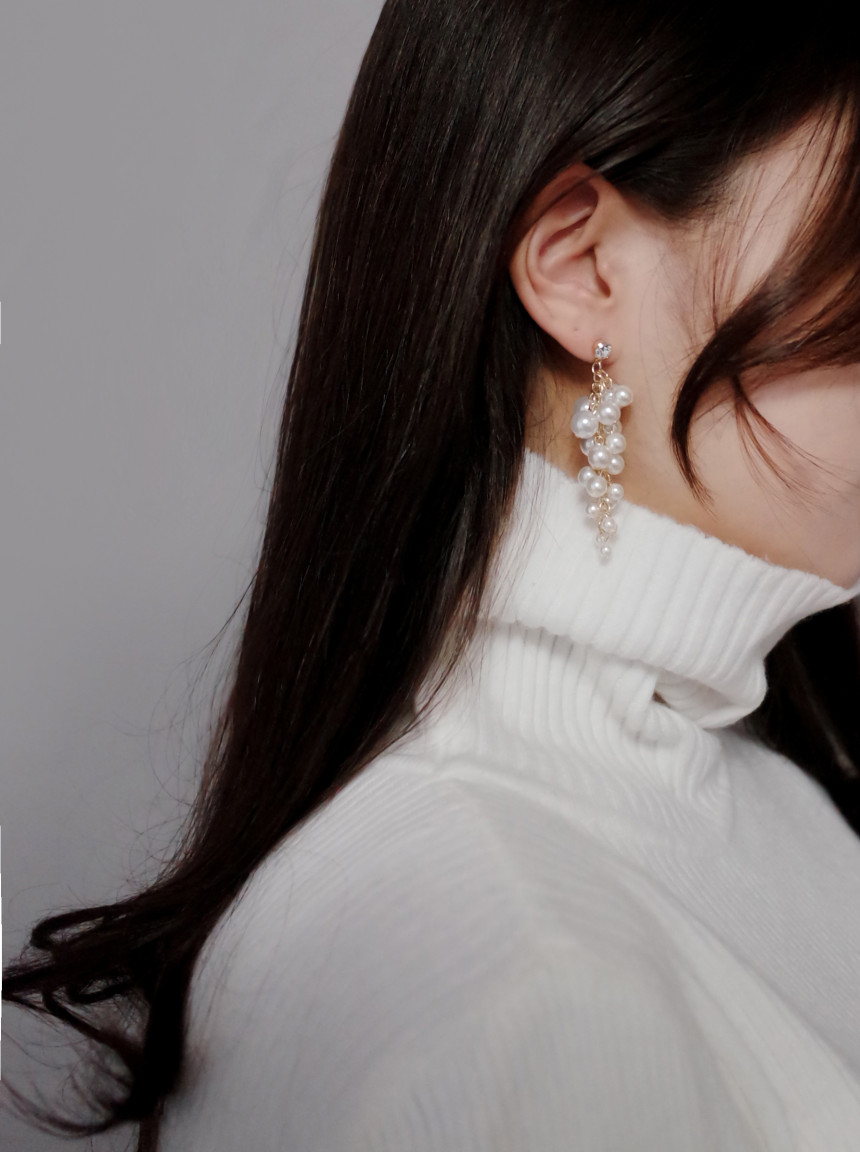 NO.71 Songyongui grape pearl earrings Stylish chic