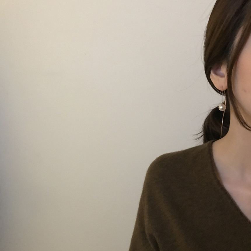 all silver Liana Wave Pearl Drop Earrings Feminine