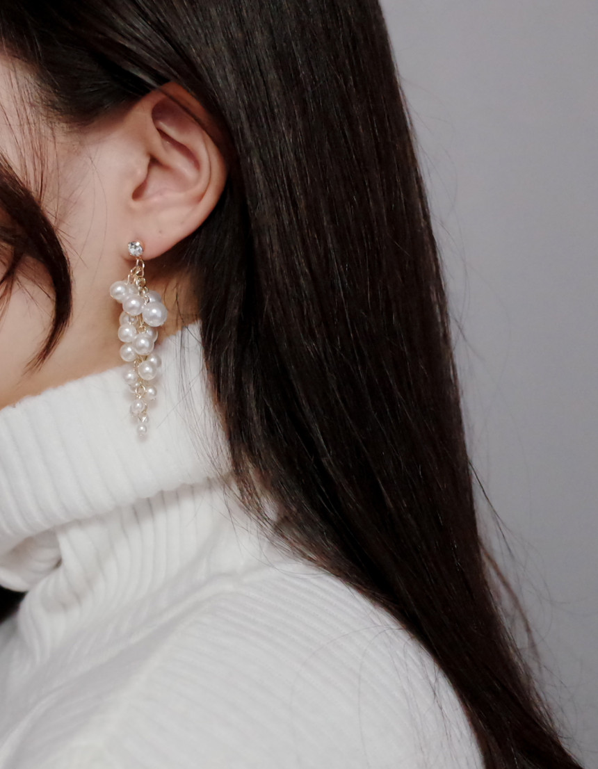NO.71 Songyongui grape pearl earrings Stylish chic