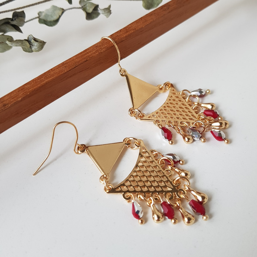 Cheek Gold Crystal Drop Earrings Feminine Style An