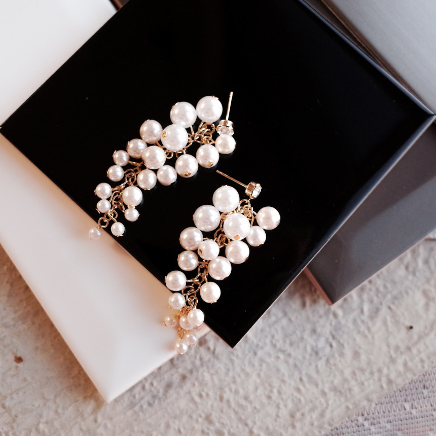 NO.71 Songyongui grape pearl earrings Stylish chic