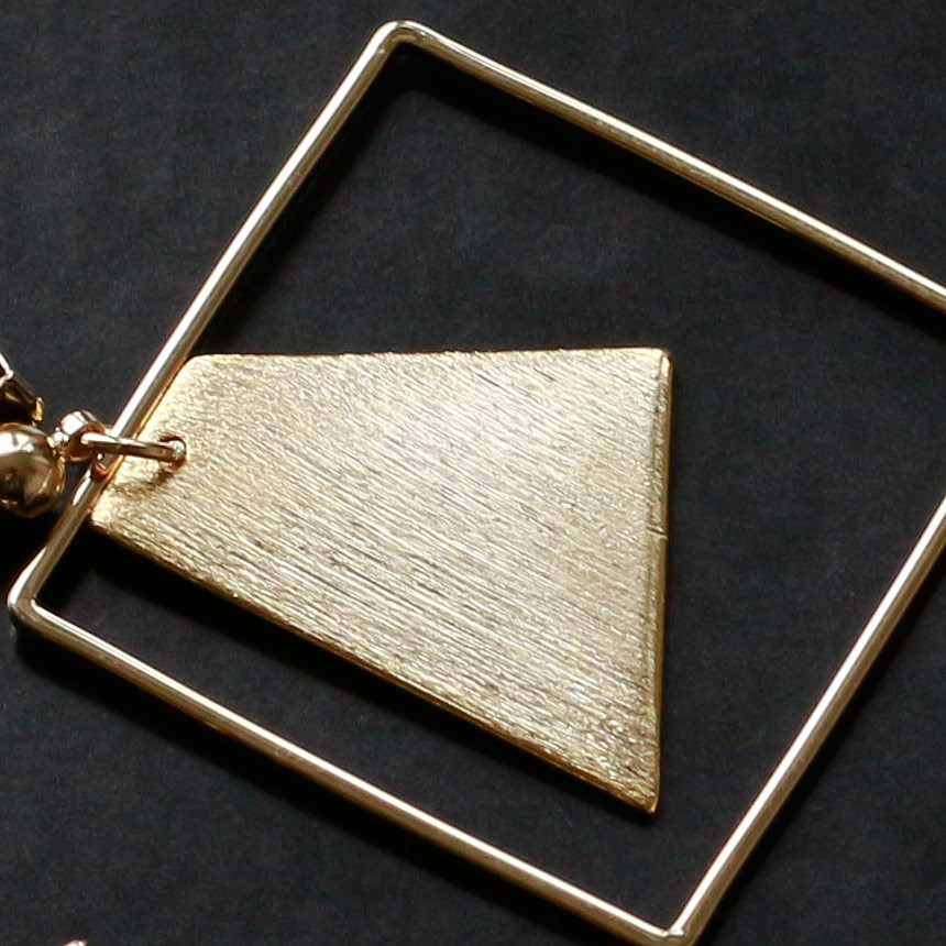 Square Gold Drop Earrings Bold Modern Girlfriend G