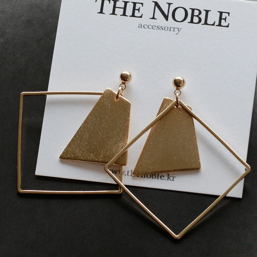 Square Gold Drop Earrings Bold Modern Girlfriend G