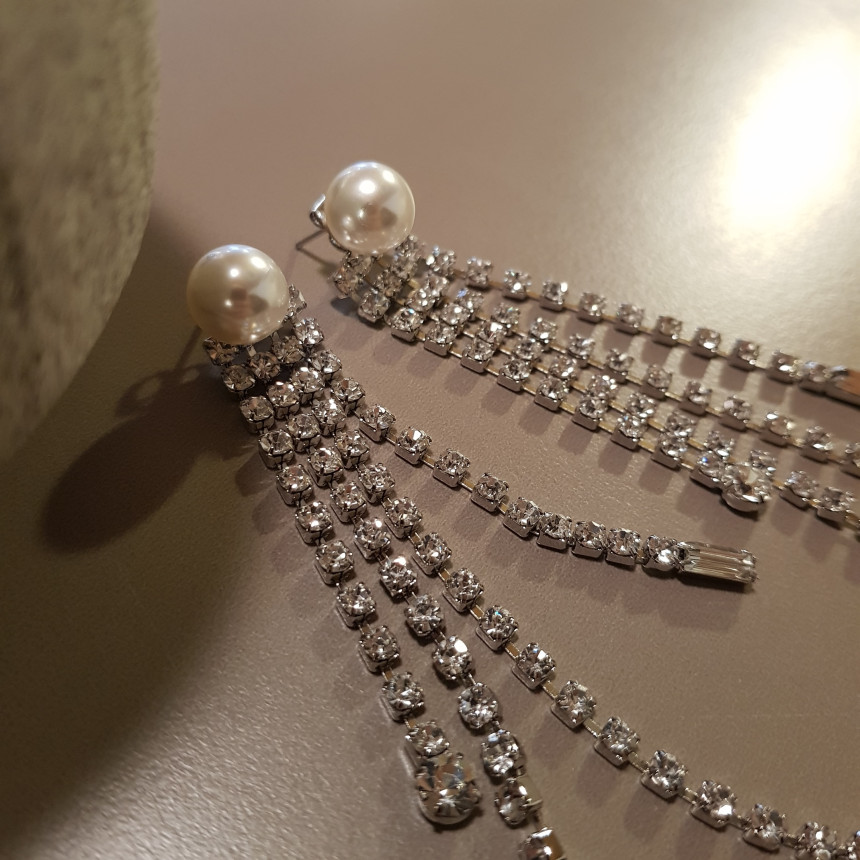 Saved Pearl Cubic Long Two Way Drop Earrings Sikh 