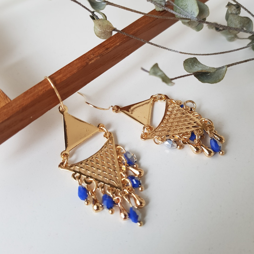 Cheek Gold Crystal Drop Earrings Feminine Style An