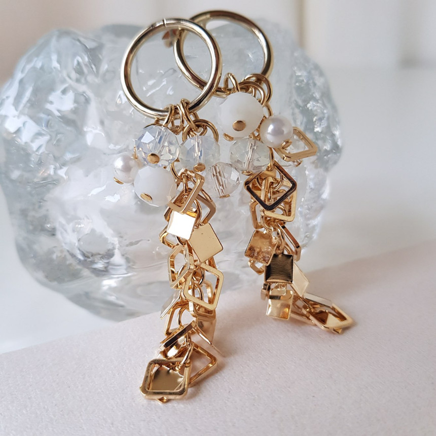 Flip Crystal Long Drop Earrings Feminine Style Unb