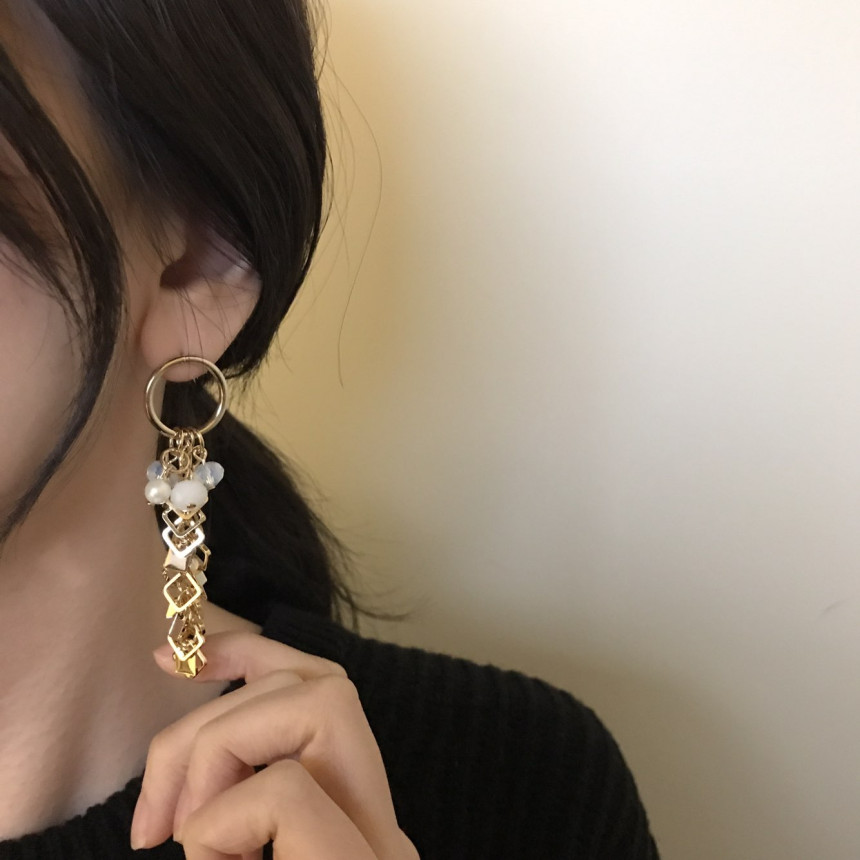 Flip Crystal Long Drop Earrings Feminine Style Unb
