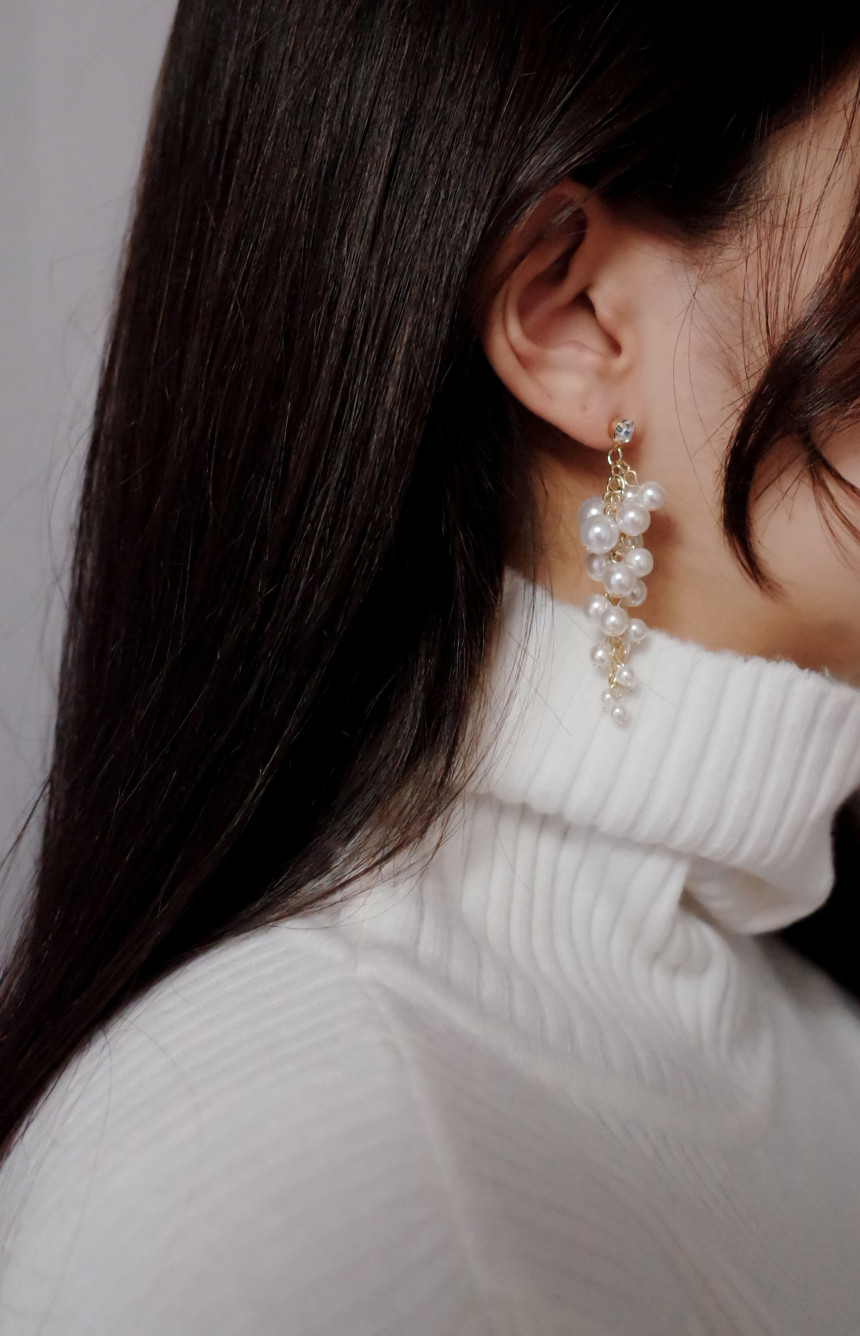 NO.71 Songyongui grape pearl earrings Stylish chic