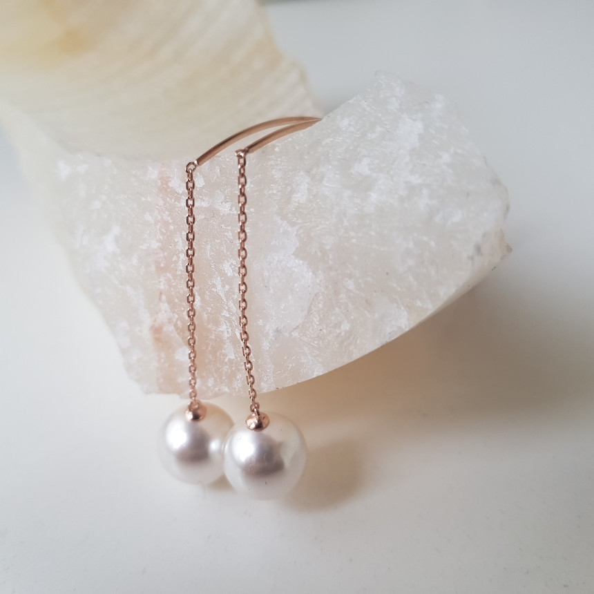 all silver Liana Wave Pearl Drop Earrings Feminine