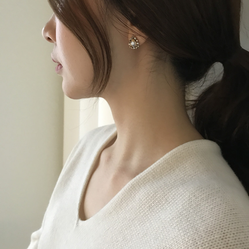 Chea Cubic Daily Earring 3color Date Look Minimal 