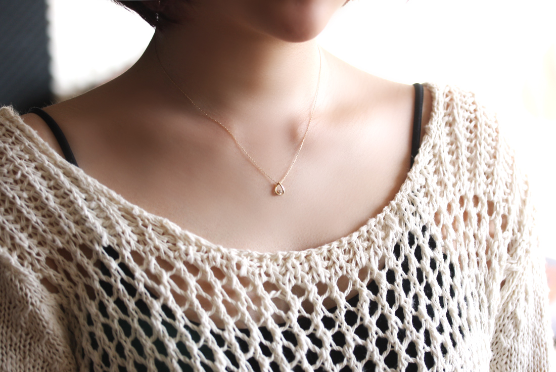 Water Drop Pendant 14k Gold Necklace Girlfriend Gi
