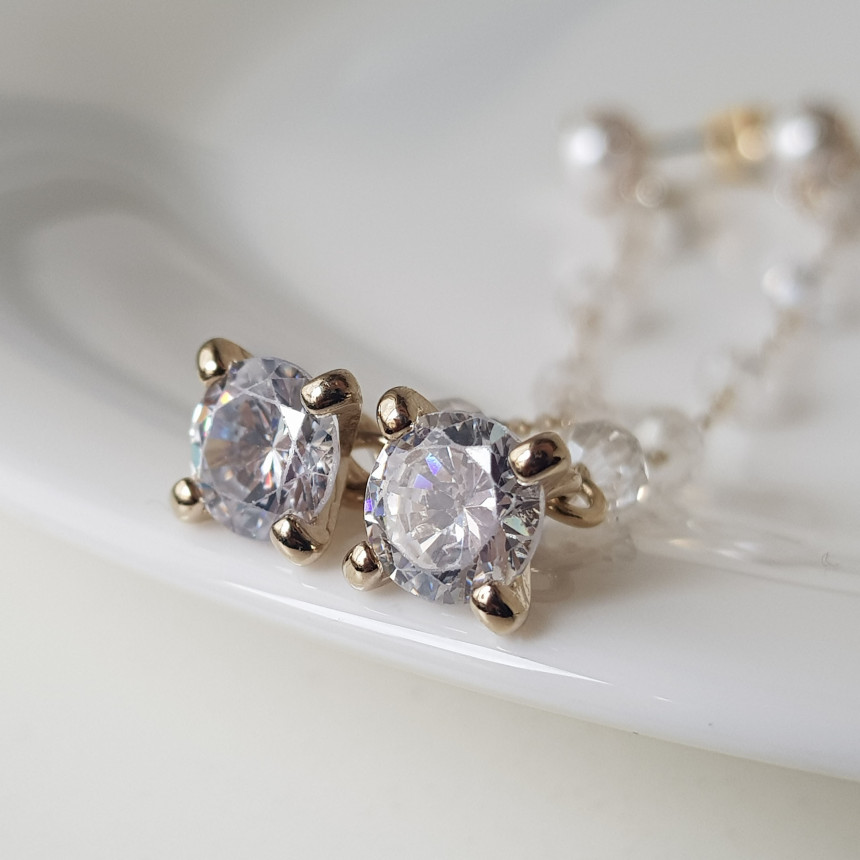 Shy Pearl Cubic Long Drop Earrings Feminine Style 