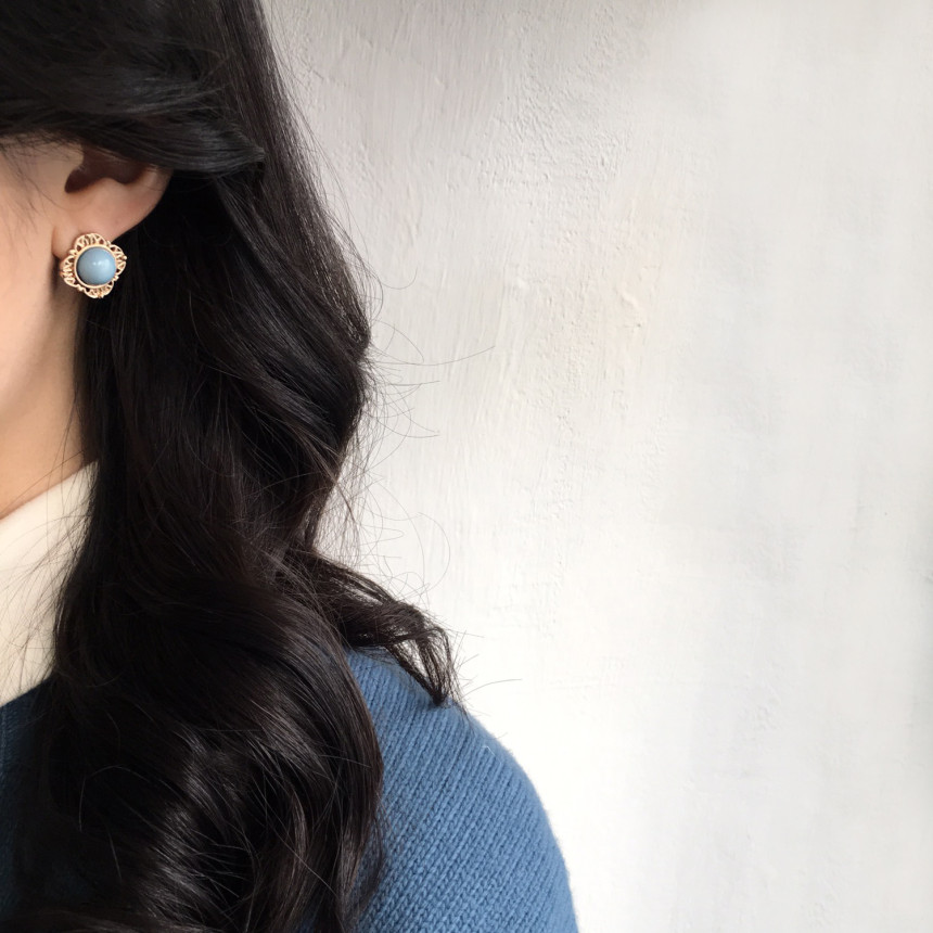 Vintage point earrings set Edging styling antique 