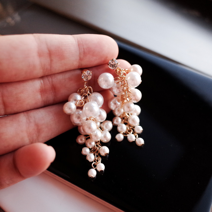 NO.71 Songyongui grape pearl earrings Stylish chic
