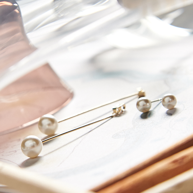 Long pearl clutch drop earrings 2type classic fash