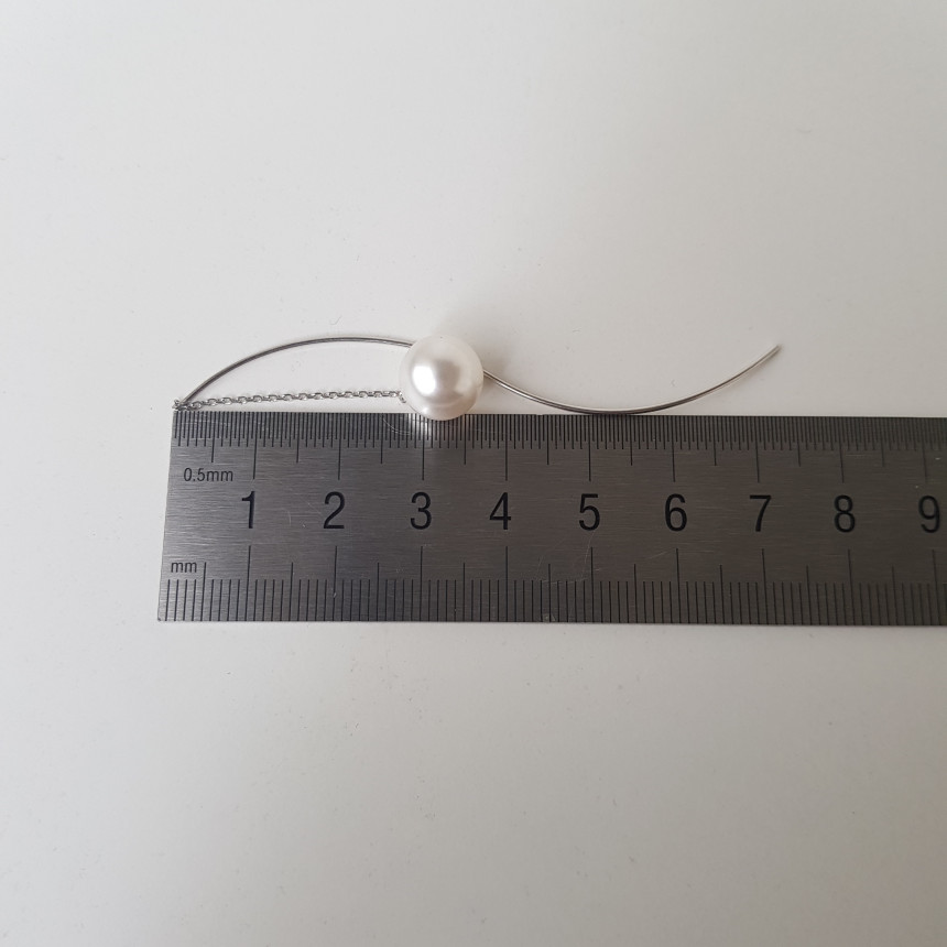 all silver Liana Wave Pearl Drop Earrings Feminine