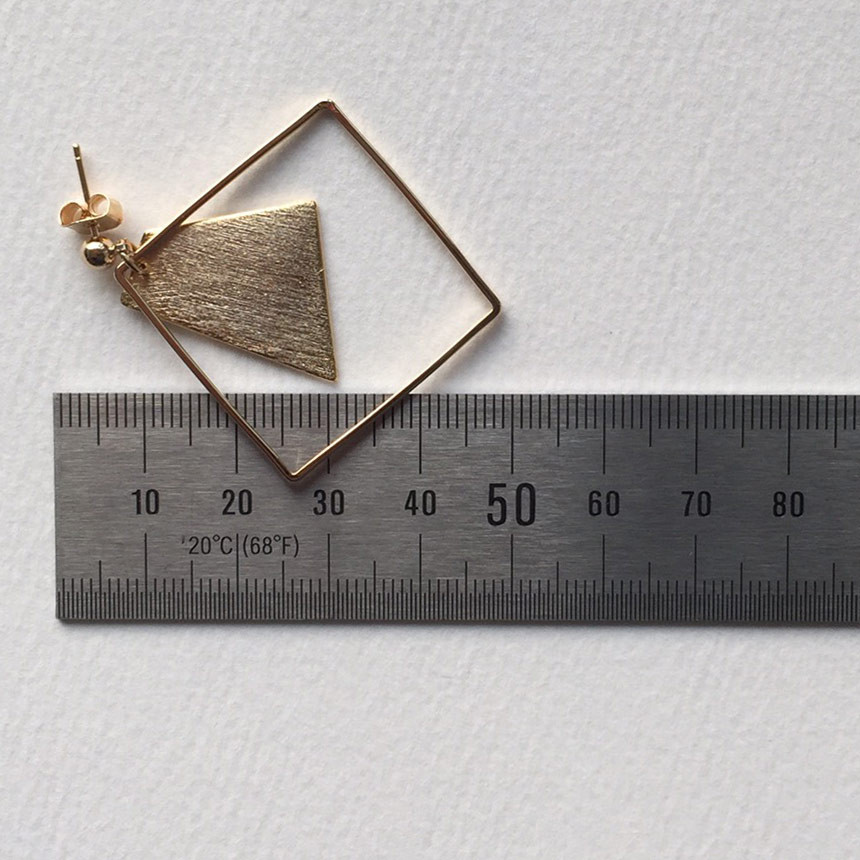 Square Gold Drop Earrings Bold Modern Girlfriend G