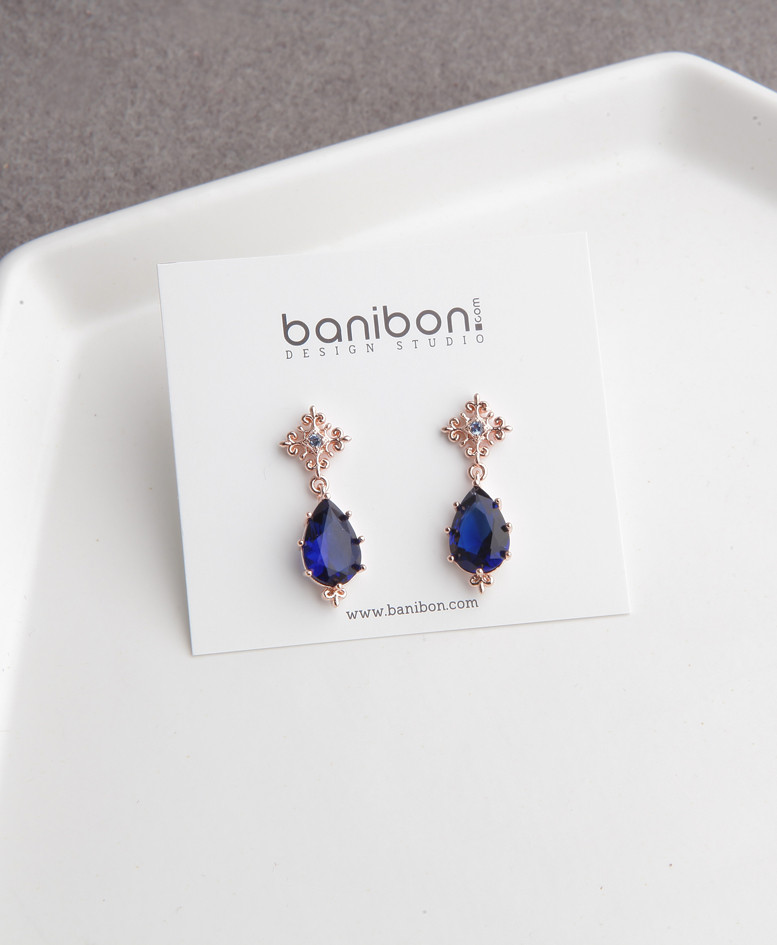 Heaven Blue Navy Cubic Earrings