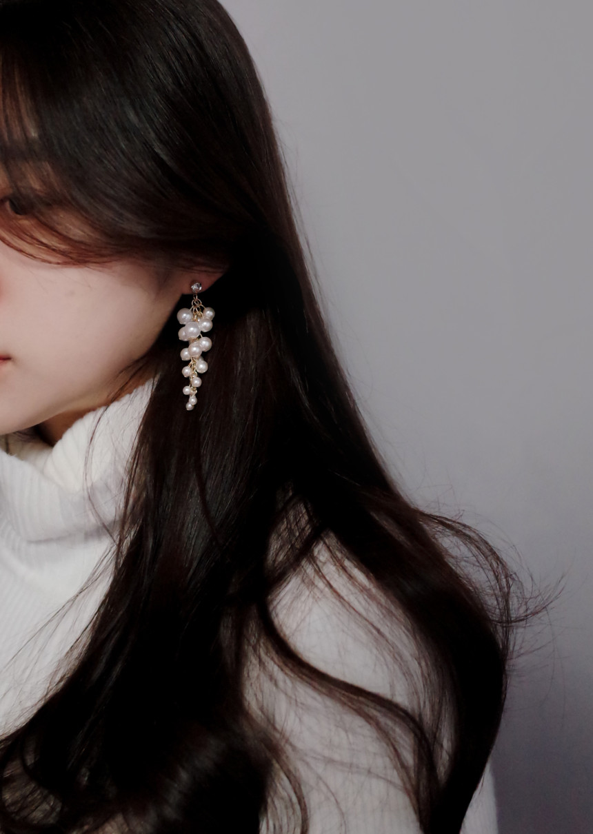 NO.71 Songyongui grape pearl earrings Stylish chic