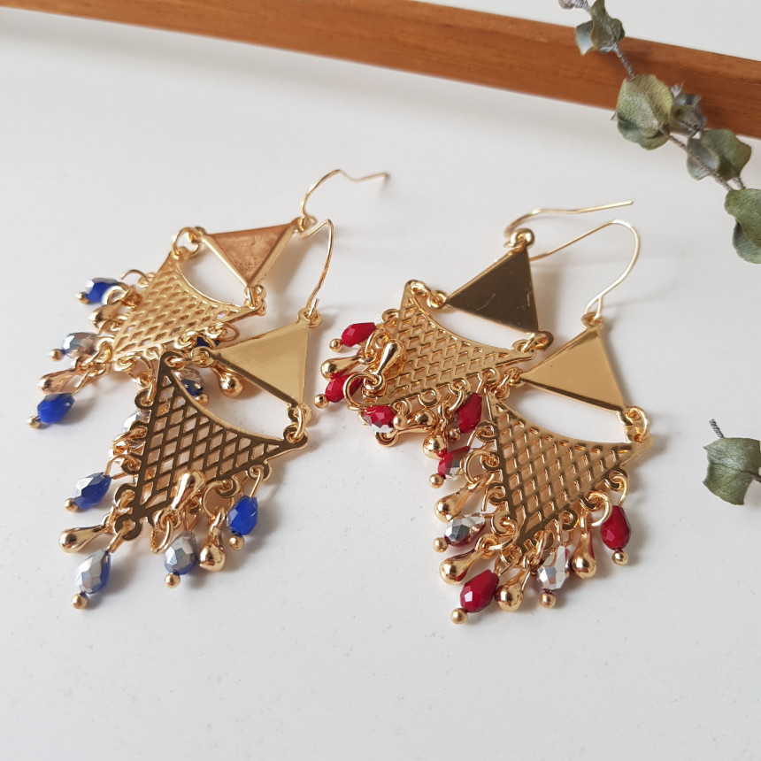 Cheek Gold Crystal Drop Earrings Feminine Style An
