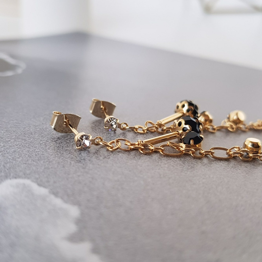 Widow Black Crystal Long Drop Earrings Modern Must