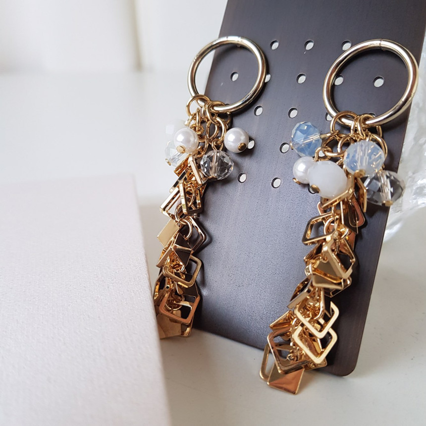 Flip Crystal Long Drop Earrings Feminine Style Unb