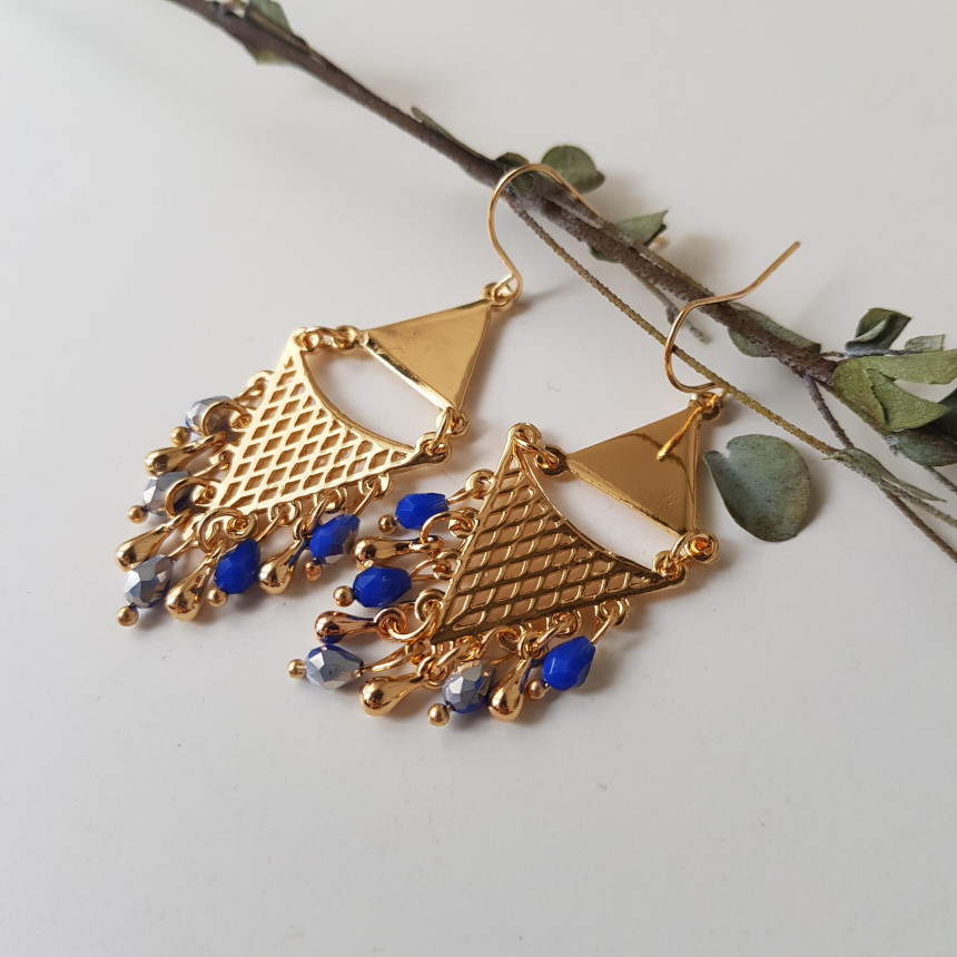 Cheek Gold Crystal Drop Earrings Feminine Style An