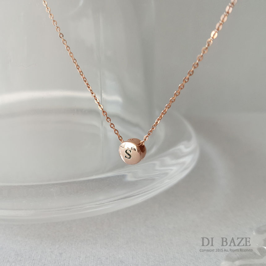 14k Necklace Initial Pendant Pink Gold Daily Look 