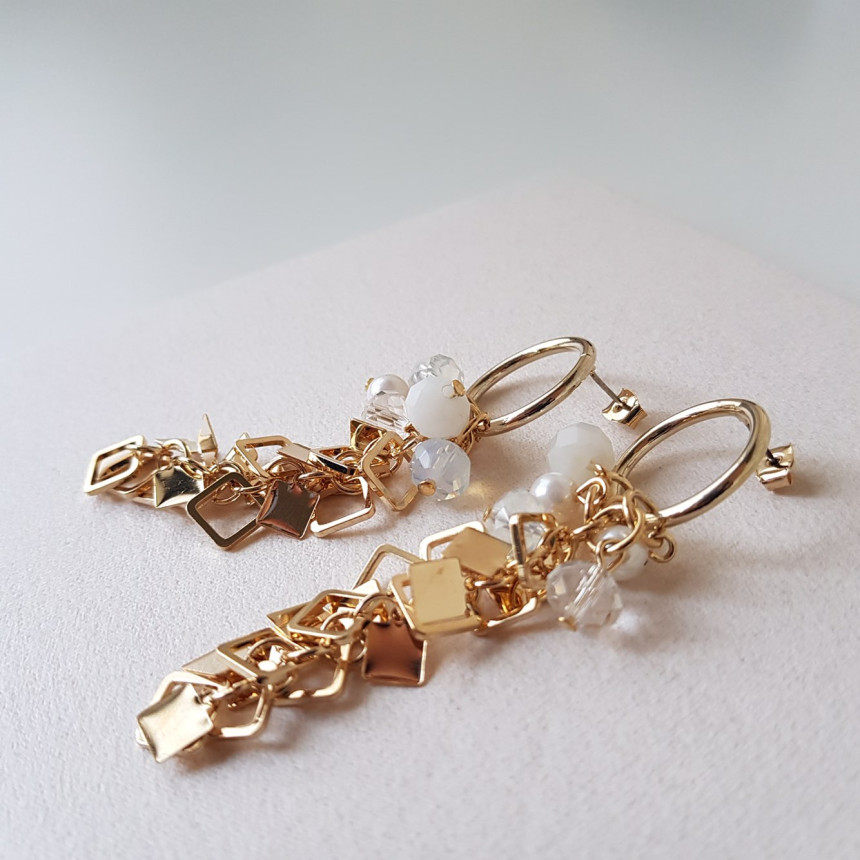 Flip Crystal Long Drop Earrings Feminine Style Unb