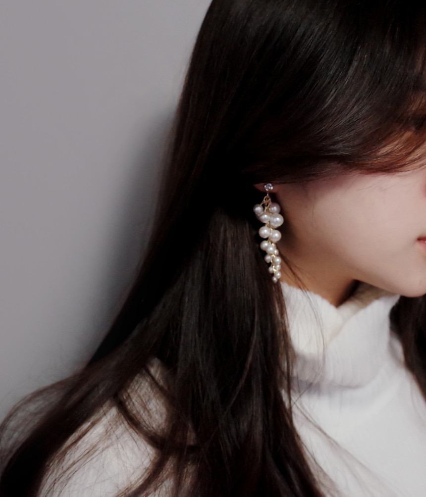 NO.71 Songyongui grape pearl earrings Stylish chic