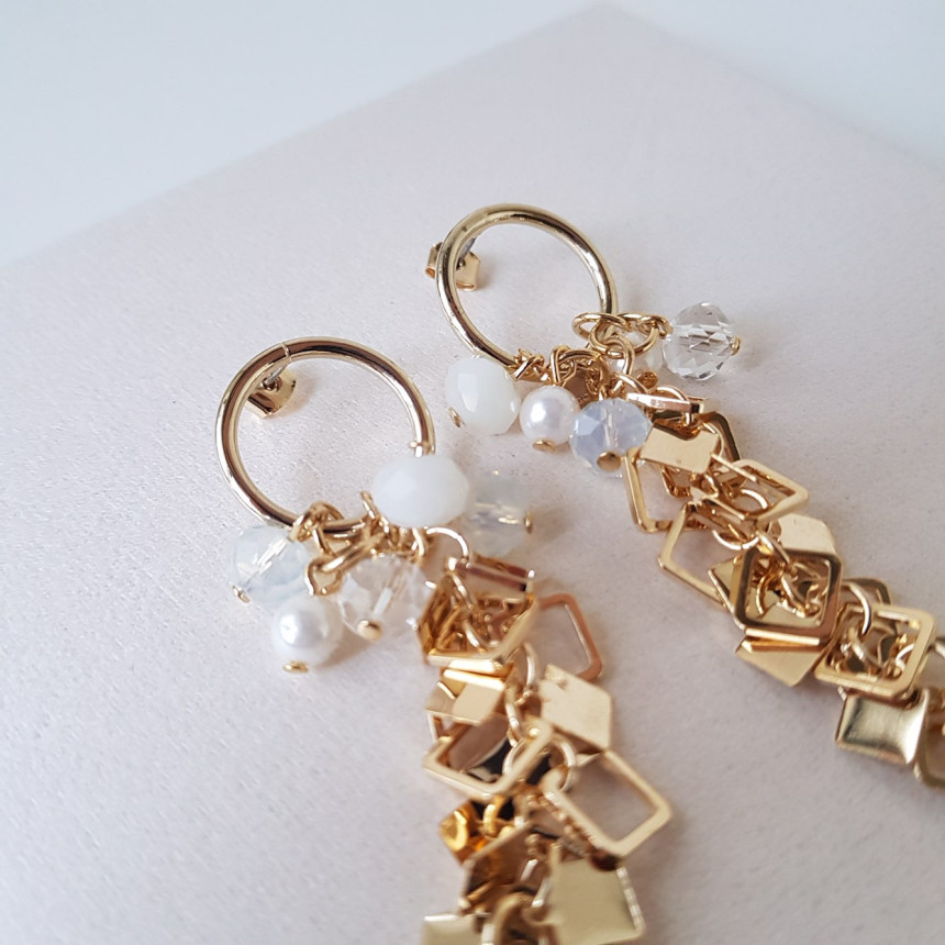 Flip Crystal Long Drop Earrings Feminine Style Unb