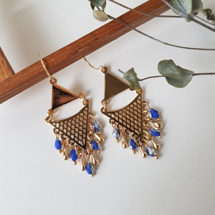 Cheek Gold Crystal Drop Earrings Feminine Style An
