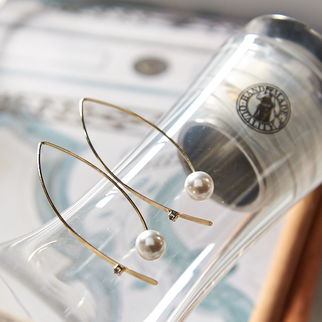 Long pearl clutch drop earrings 2type classic fash