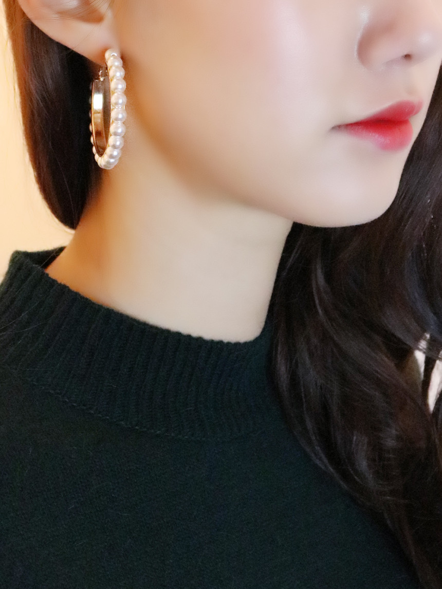 Bibs Pearl One-Touch Ring Earrings Jay Cave Drop D