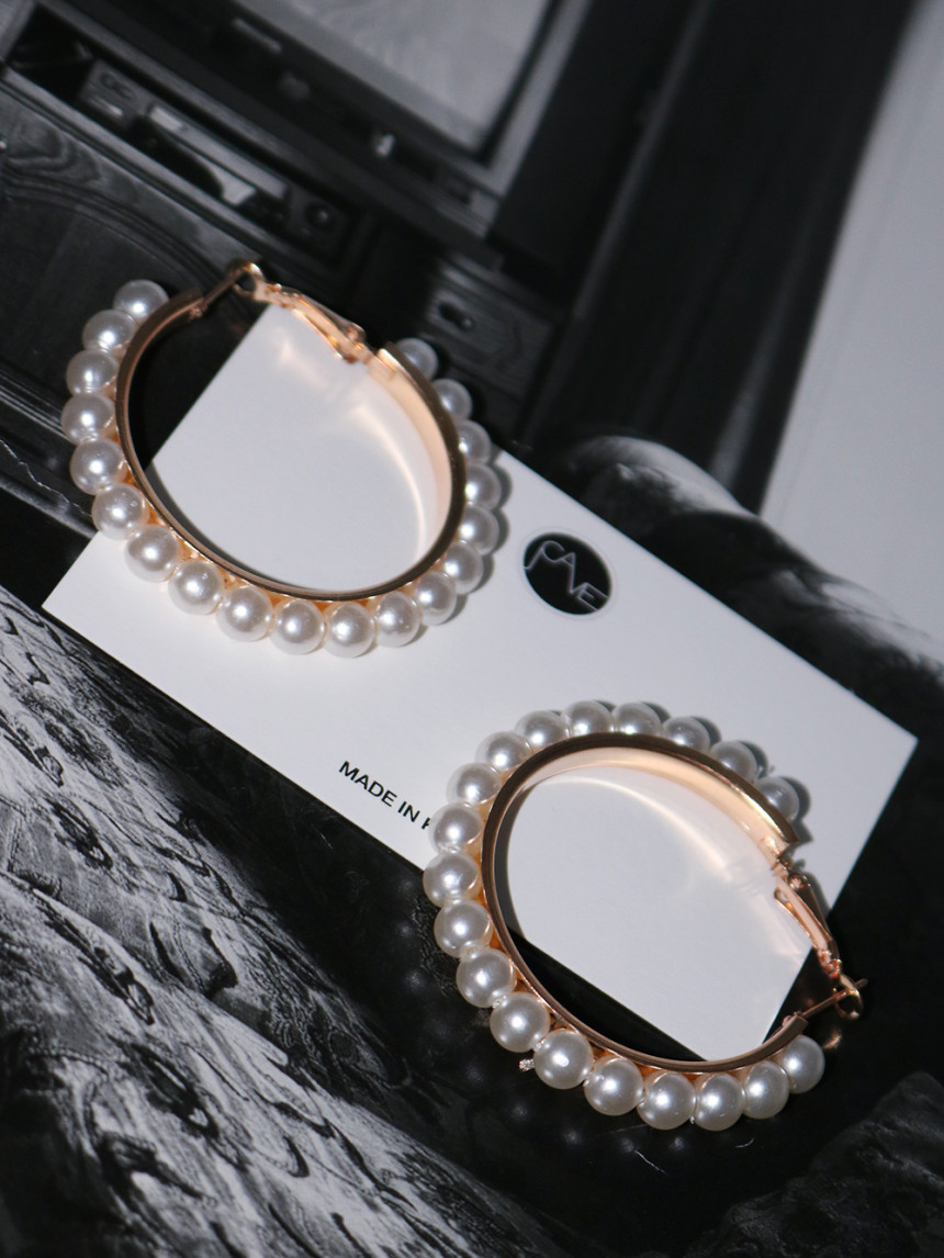 Bibs Pearl One-Touch Ring Earrings Jay Cave Drop D