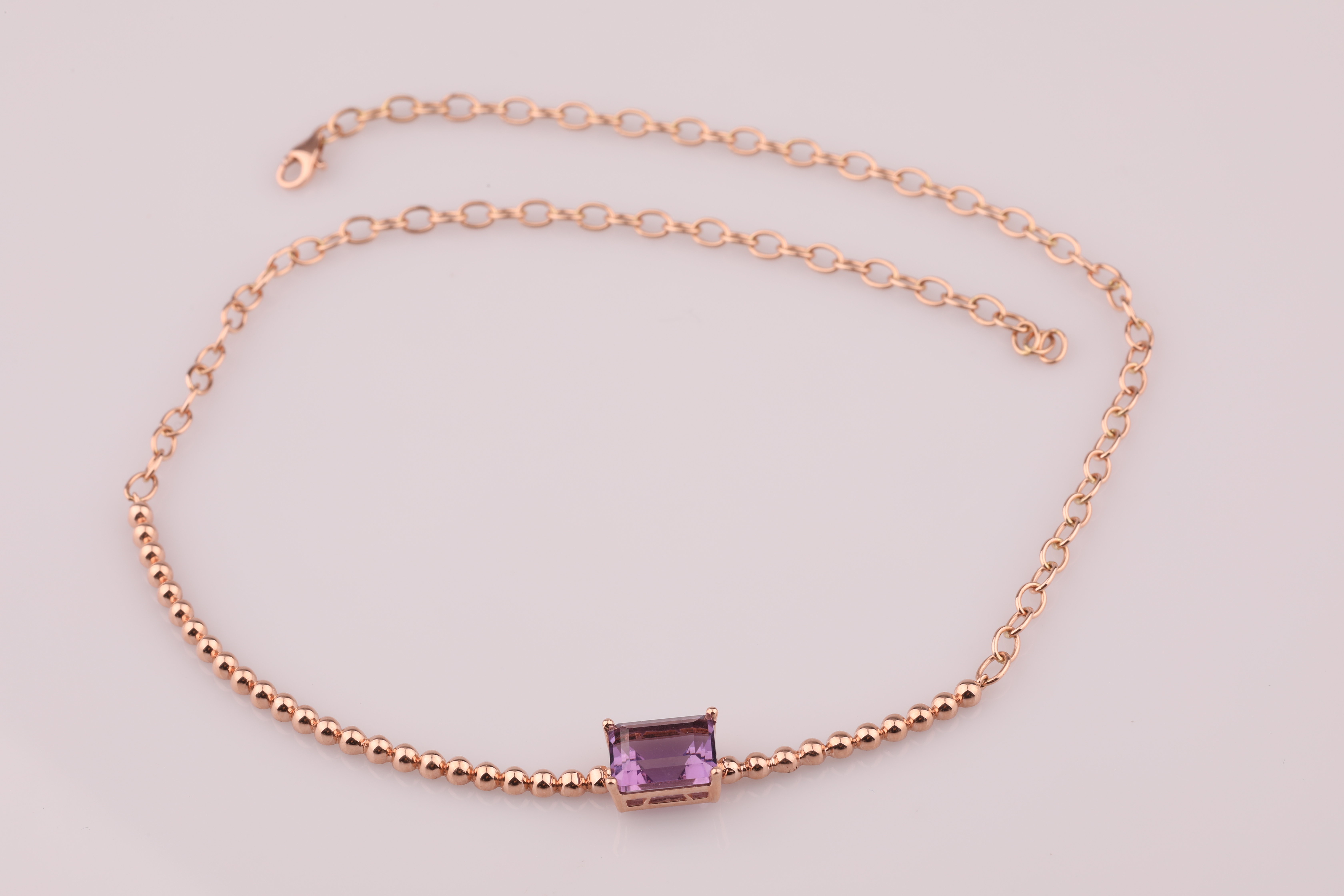 14K Square Amethyst Point Necklace Unique layered 