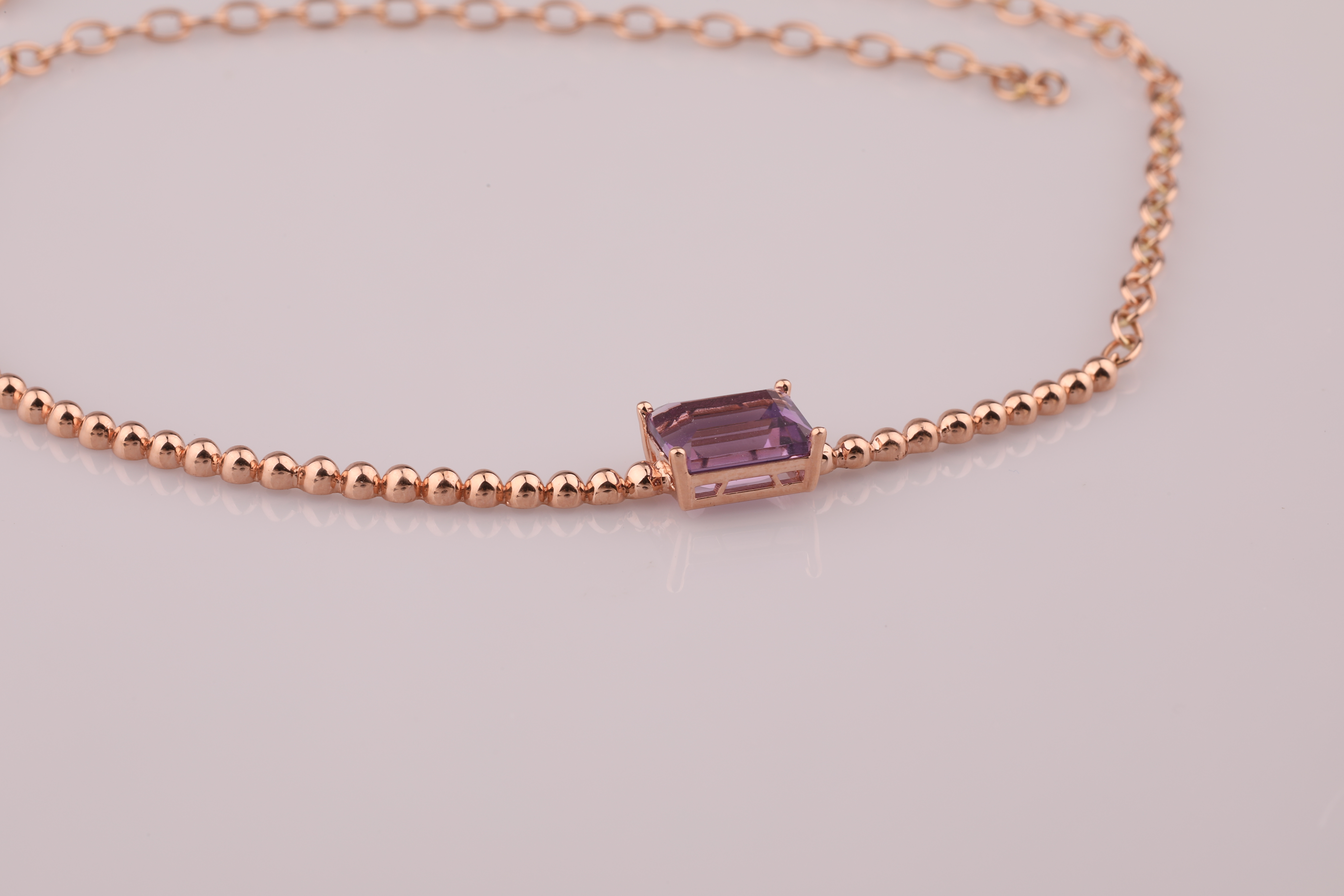 14K Square Amethyst Point Necklace Unique layered 