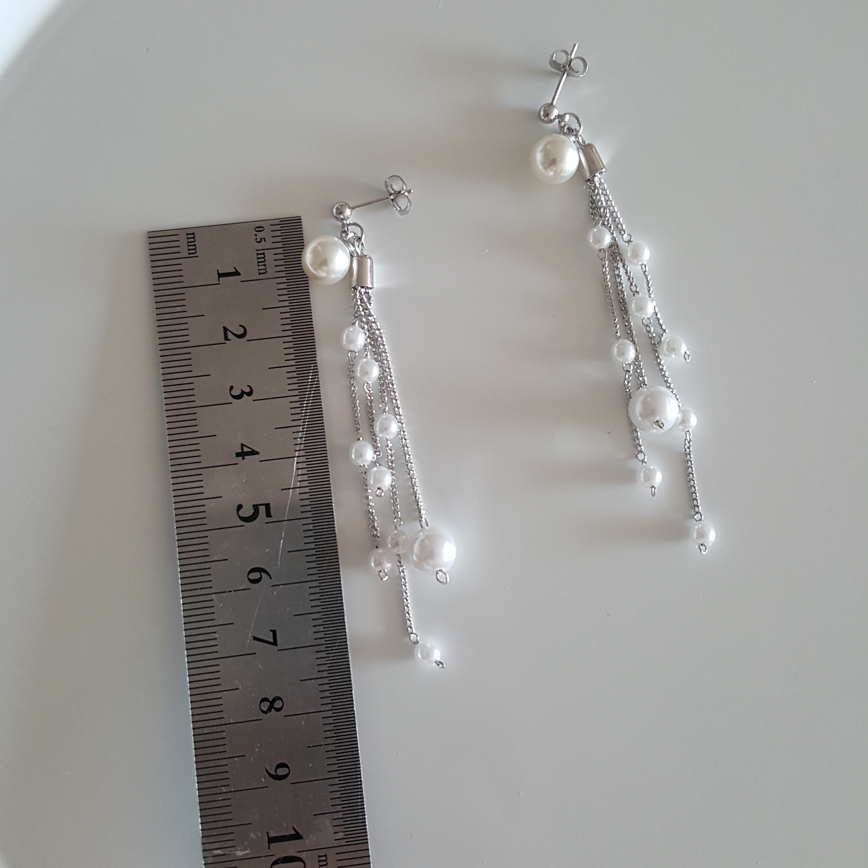 Long pearl chain Earrings Edge styling Formal blin