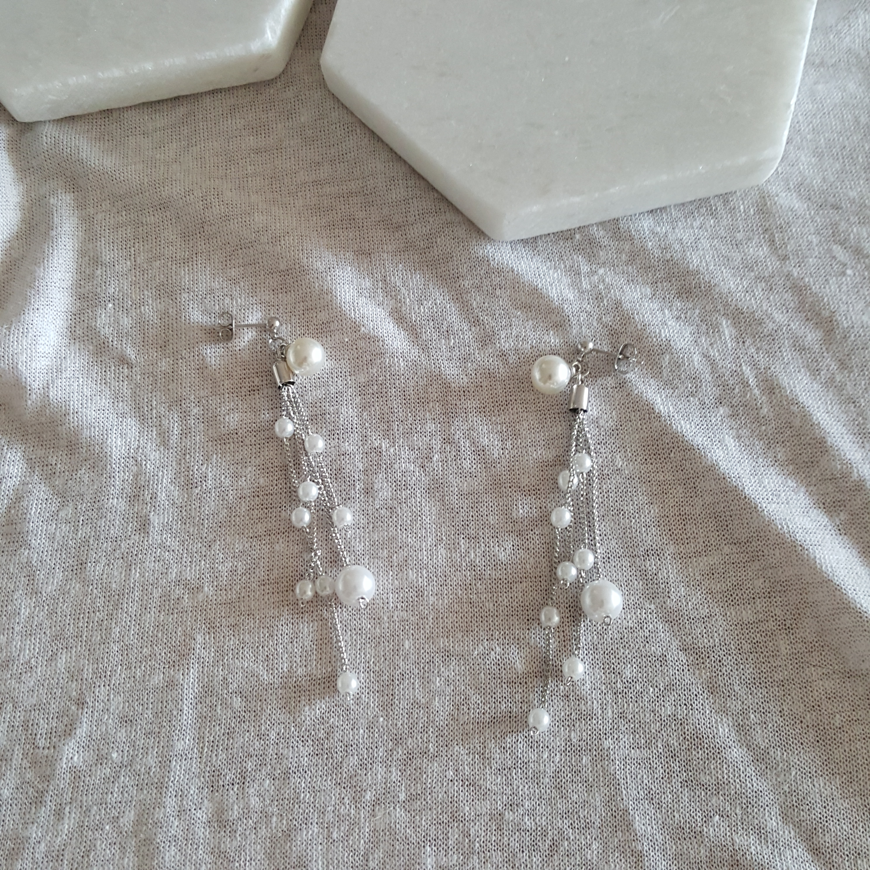 Long pearl chain Earrings Edge styling Formal blin