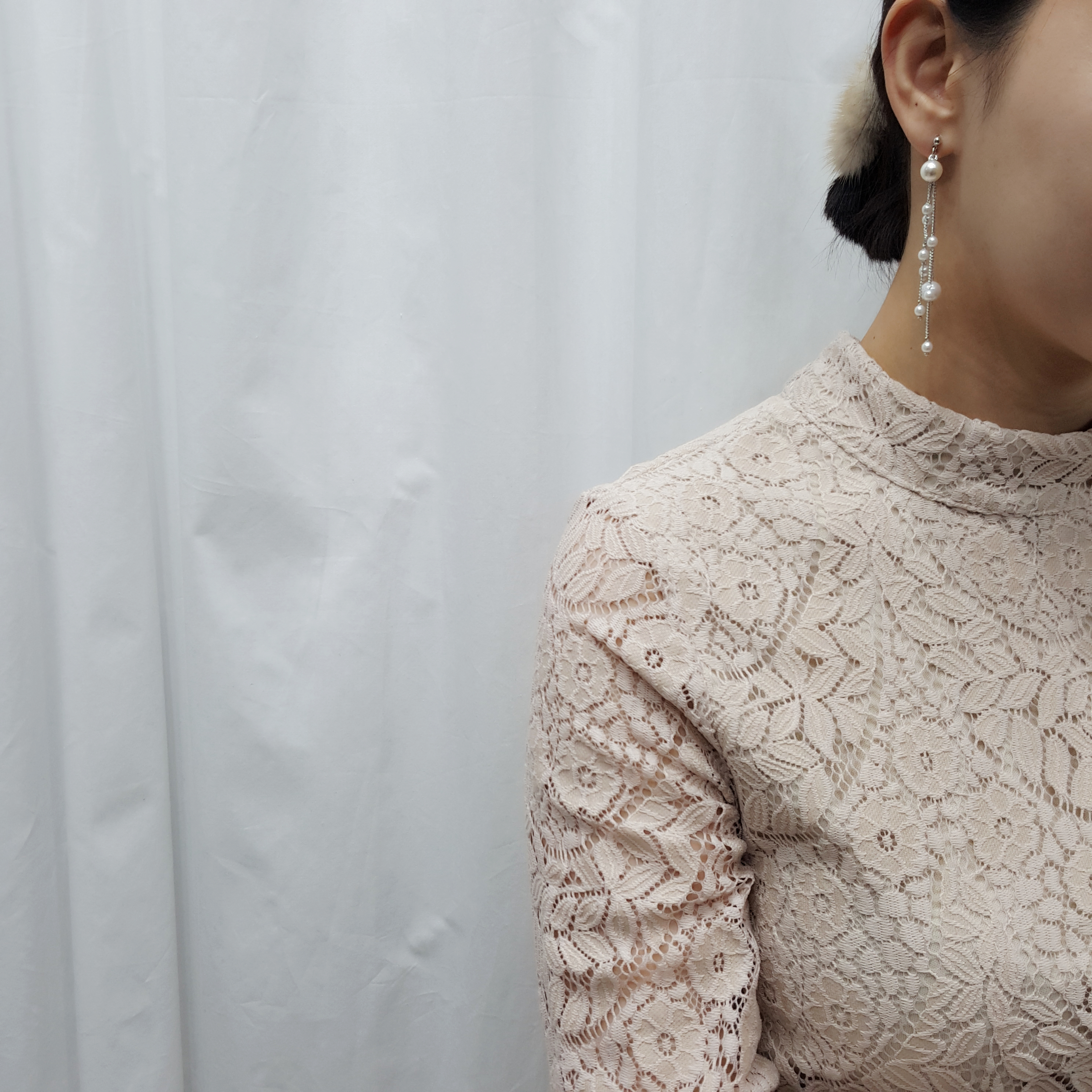 Long pearl chain Earrings Edge styling Formal blin