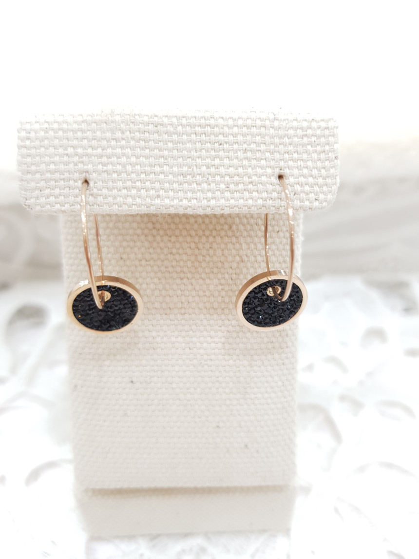 All Titanium Black Circle Mini Ring Earrings