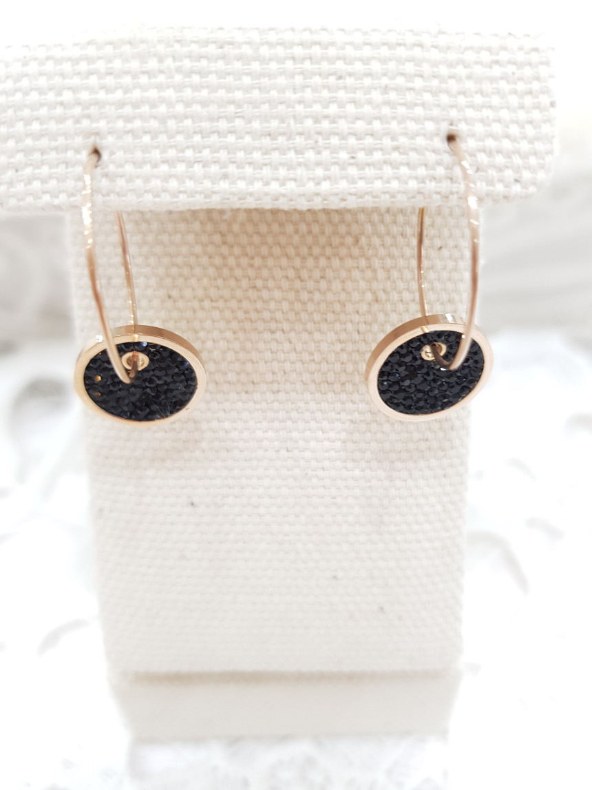 All Titanium Black Circle Mini Ring Earrings